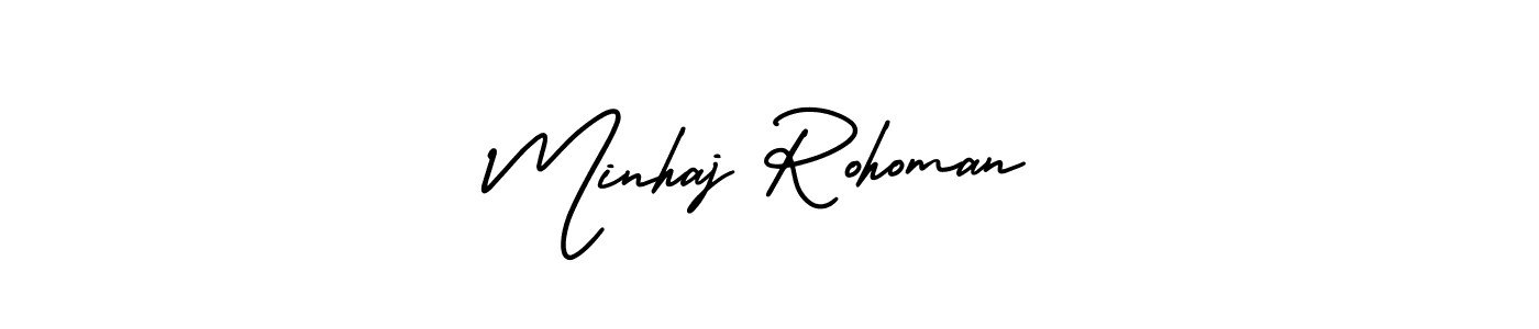 You can use this online signature creator to create a handwritten signature for the name Minhaj Rohoman. This is the best online autograph maker. Minhaj Rohoman signature style 3 images and pictures png