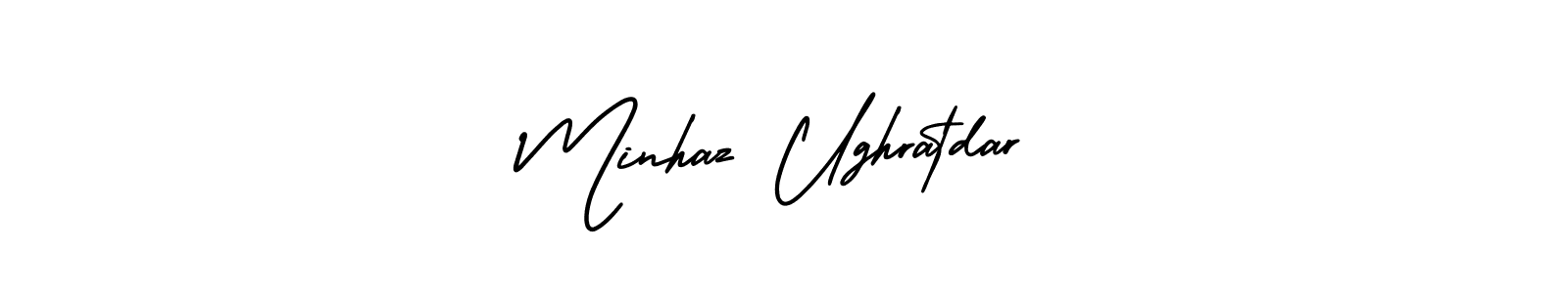 Minhaz Ughratdar stylish signature style. Best Handwritten Sign (AmerikaSignatureDemo-Regular) for my name. Handwritten Signature Collection Ideas for my name Minhaz Ughratdar. Minhaz Ughratdar signature style 3 images and pictures png