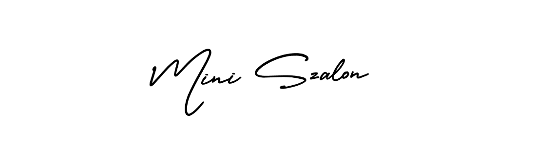 You should practise on your own different ways (AmerikaSignatureDemo-Regular) to write your name (Mini Szalon) in signature. don't let someone else do it for you. Mini Szalon signature style 3 images and pictures png