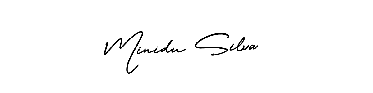 You should practise on your own different ways (AmerikaSignatureDemo-Regular) to write your name (Minidu Silva) in signature. don't let someone else do it for you. Minidu Silva signature style 3 images and pictures png