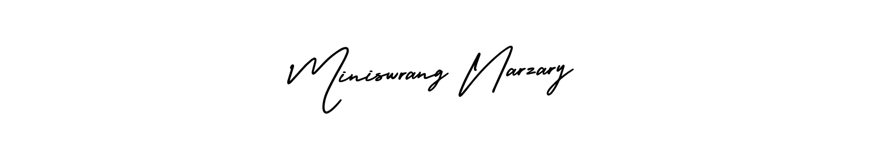Design your own signature with our free online signature maker. With this signature software, you can create a handwritten (AmerikaSignatureDemo-Regular) signature for name Miniswrang Narzary. Miniswrang Narzary signature style 3 images and pictures png