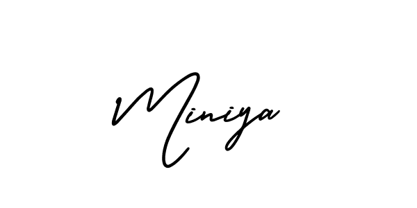 How to make Miniya name signature. Use AmerikaSignatureDemo-Regular style for creating short signs online. This is the latest handwritten sign. Miniya signature style 3 images and pictures png