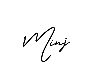 How to make Minj name signature. Use AmerikaSignatureDemo-Regular style for creating short signs online. This is the latest handwritten sign. Minj signature style 3 images and pictures png