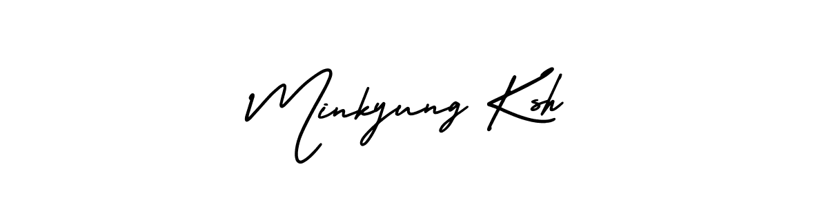 The best way (AmerikaSignatureDemo-Regular) to make a short signature is to pick only two or three words in your name. The name Minkyung Ksh include a total of six letters. For converting this name. Minkyung Ksh signature style 3 images and pictures png