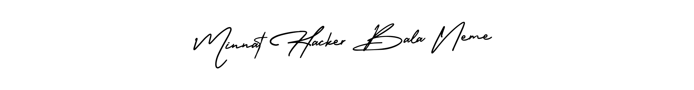 The best way (AmerikaSignatureDemo-Regular) to make a short signature is to pick only two or three words in your name. The name Minnat Hacker Bala Neme include a total of six letters. For converting this name. Minnat Hacker Bala Neme signature style 3 images and pictures png