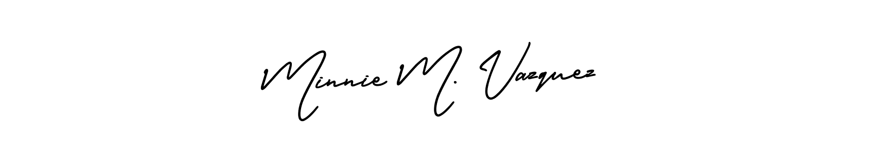 The best way (AmerikaSignatureDemo-Regular) to make a short signature is to pick only two or three words in your name. The name Minnie M. Vazquez include a total of six letters. For converting this name. Minnie M. Vazquez signature style 3 images and pictures png