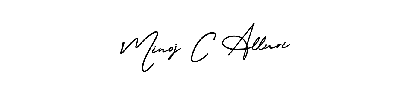 The best way (AmerikaSignatureDemo-Regular) to make a short signature is to pick only two or three words in your name. The name Minoj C Alluri include a total of six letters. For converting this name. Minoj C Alluri signature style 3 images and pictures png