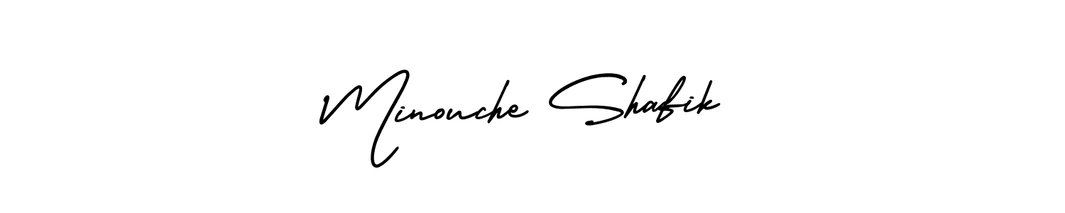 How to make Minouche Shafik name signature. Use AmerikaSignatureDemo-Regular style for creating short signs online. This is the latest handwritten sign. Minouche Shafik signature style 3 images and pictures png
