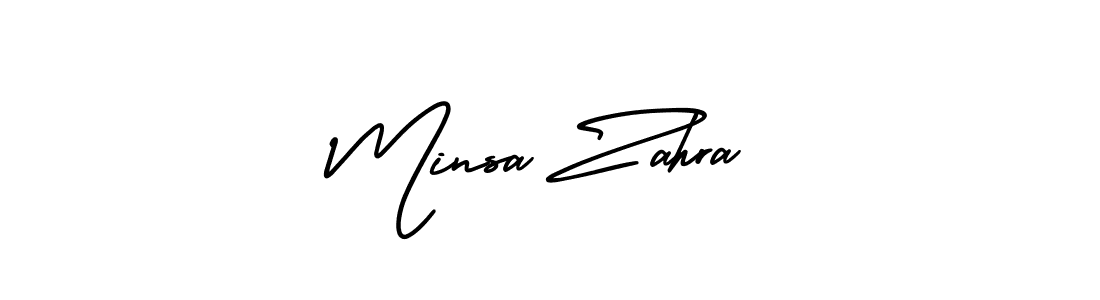 Minsa Zahra stylish signature style. Best Handwritten Sign (AmerikaSignatureDemo-Regular) for my name. Handwritten Signature Collection Ideas for my name Minsa Zahra. Minsa Zahra signature style 3 images and pictures png