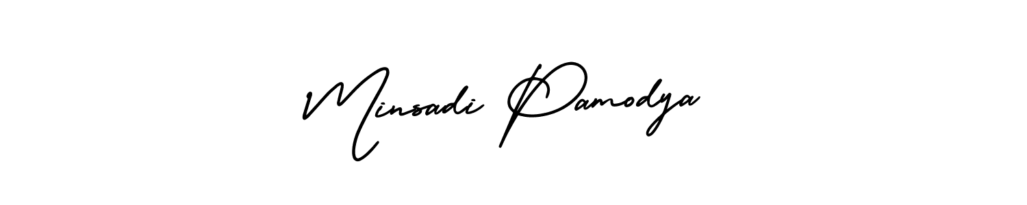 Create a beautiful signature design for name Minsadi Pamodya. With this signature (AmerikaSignatureDemo-Regular) fonts, you can make a handwritten signature for free. Minsadi Pamodya signature style 3 images and pictures png