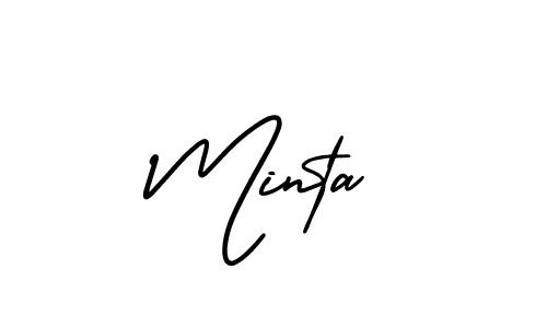 if you are searching for the best signature style for your name Minta. so please give up your signature search. here we have designed multiple signature styles  using AmerikaSignatureDemo-Regular. Minta signature style 3 images and pictures png