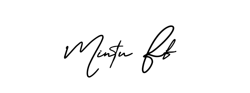 You should practise on your own different ways (AmerikaSignatureDemo-Regular) to write your name (Mintu Ff) in signature. don't let someone else do it for you. Mintu Ff signature style 3 images and pictures png