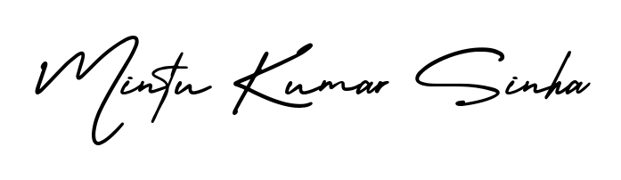 The AmerikaSignatureDemo-Regular font transforms the name Mintu Kumar Sinha into an executive sign with sharp precision and distinguished character. Mintu Kumar Sinha signature style 3 images and pictures png