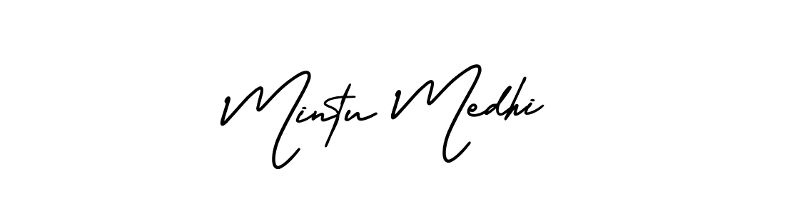 AmerikaSignatureDemo-Regular is a professional signature style that is perfect for those who want to add a touch of class to their signature. It is also a great choice for those who want to make their signature more unique. Get Mintu Medhi name to fancy signature for free. Mintu Medhi signature style 3 images and pictures png