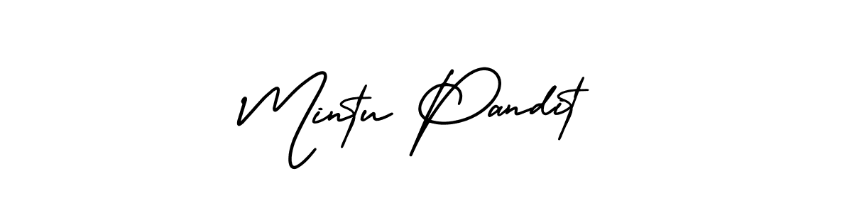 How to make Mintu Pandit name signature. Use AmerikaSignatureDemo-Regular style for creating short signs online. This is the latest handwritten sign. Mintu Pandit signature style 3 images and pictures png