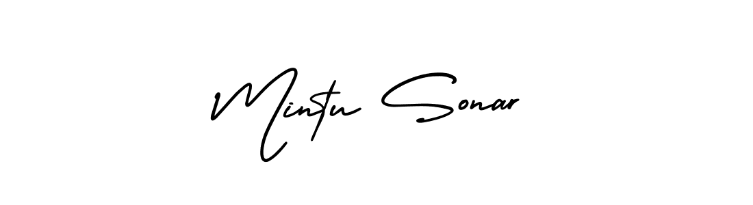 The best way (AmerikaSignatureDemo-Regular) to make a short signature is to pick only two or three words in your name. The name Mintu Sonar include a total of six letters. For converting this name. Mintu Sonar signature style 3 images and pictures png