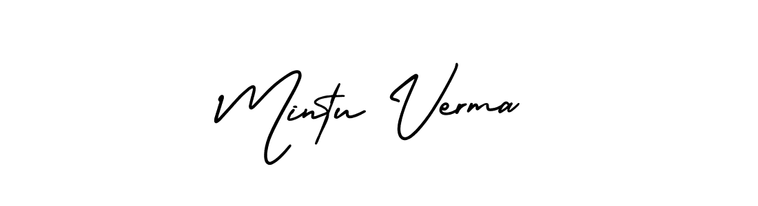 You should practise on your own different ways (AmerikaSignatureDemo-Regular) to write your name (Mintu Verma) in signature. don't let someone else do it for you. Mintu Verma signature style 3 images and pictures png