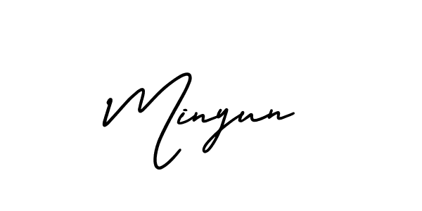 The best way (AmerikaSignatureDemo-Regular) to make a short signature is to pick only two or three words in your name. The name Minyun include a total of six letters. For converting this name. Minyun signature style 3 images and pictures png