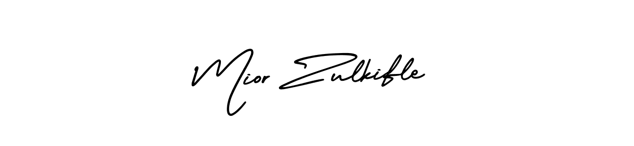 This is the best signature style for the Mior Zulkifle name. Also you like these signature font (AmerikaSignatureDemo-Regular). Mix name signature. Mior Zulkifle signature style 3 images and pictures png