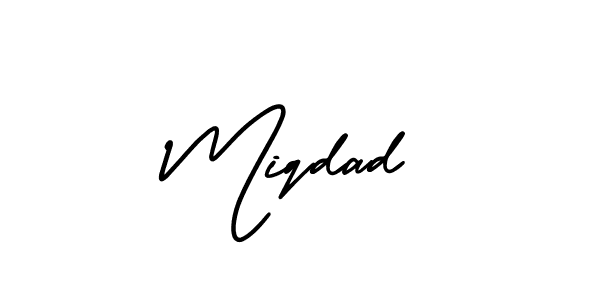 How to Draw Miqdad signature style? AmerikaSignatureDemo-Regular is a latest design signature styles for name Miqdad. Miqdad signature style 3 images and pictures png
