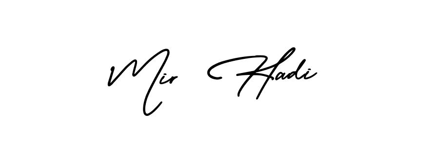 The best way (AmerikaSignatureDemo-Regular) to make a short signature is to pick only two or three words in your name. The name Mir  Hadi include a total of six letters. For converting this name. Mir  Hadi signature style 3 images and pictures png