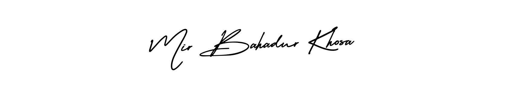 You should practise on your own different ways (AmerikaSignatureDemo-Regular) to write your name (Mir Bahadur Khosa) in signature. don't let someone else do it for you. Mir Bahadur Khosa signature style 3 images and pictures png