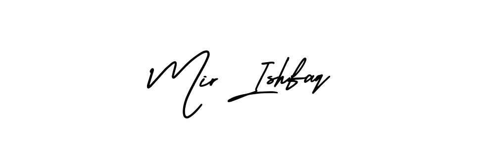 You should practise on your own different ways (AmerikaSignatureDemo-Regular) to write your name (Mir Ishfaq) in signature. don't let someone else do it for you. Mir Ishfaq signature style 3 images and pictures png