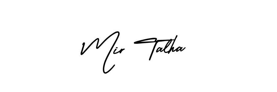 The best way (AmerikaSignatureDemo-Regular) to make a short signature is to pick only two or three words in your name. The name Mir Talha include a total of six letters. For converting this name. Mir Talha signature style 3 images and pictures png