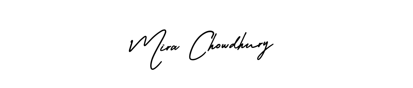 You should practise on your own different ways (AmerikaSignatureDemo-Regular) to write your name (Mira Chowdhury) in signature. don't let someone else do it for you. Mira Chowdhury signature style 3 images and pictures png