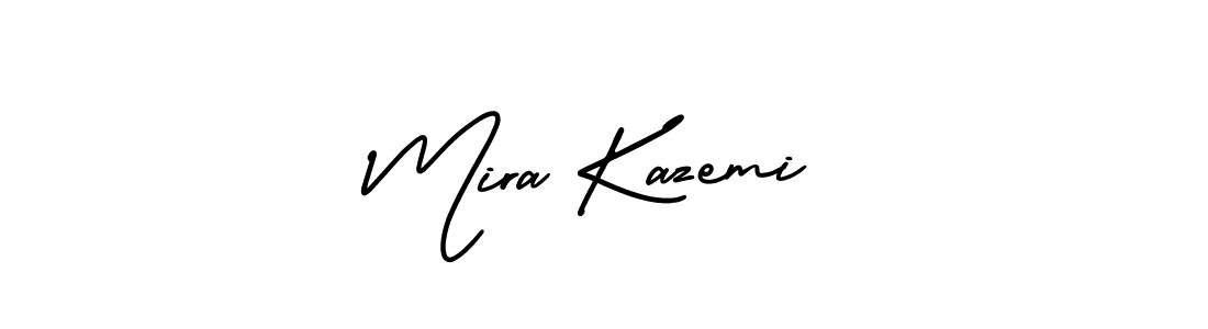 Mira Kazemi stylish signature style. Best Handwritten Sign (AmerikaSignatureDemo-Regular) for my name. Handwritten Signature Collection Ideas for my name Mira Kazemi. Mira Kazemi signature style 3 images and pictures png