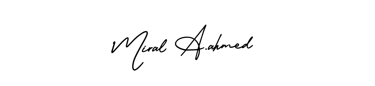 It looks lik you need a new signature style for name Miral A.ahmed. Design unique handwritten (AmerikaSignatureDemo-Regular) signature with our free signature maker in just a few clicks. Miral A.ahmed signature style 3 images and pictures png