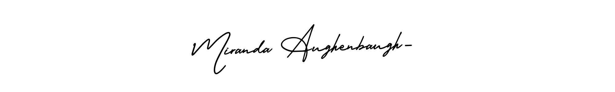 You should practise on your own different ways (AmerikaSignatureDemo-Regular) to write your name (Miranda Aughenbaugh-) in signature. don't let someone else do it for you. Miranda Aughenbaugh- signature style 3 images and pictures png