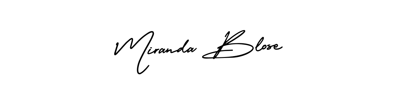 You should practise on your own different ways (AmerikaSignatureDemo-Regular) to write your name (Miranda Blose) in signature. don't let someone else do it for you. Miranda Blose signature style 3 images and pictures png