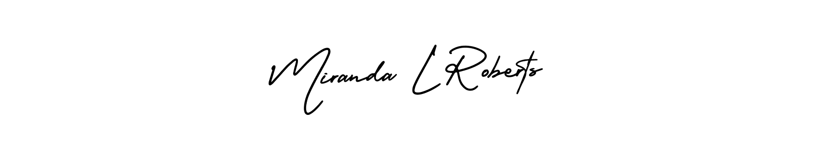 if you are searching for the best signature style for your name Miranda L Roberts. so please give up your signature search. here we have designed multiple signature styles  using AmerikaSignatureDemo-Regular. Miranda L Roberts signature style 3 images and pictures png