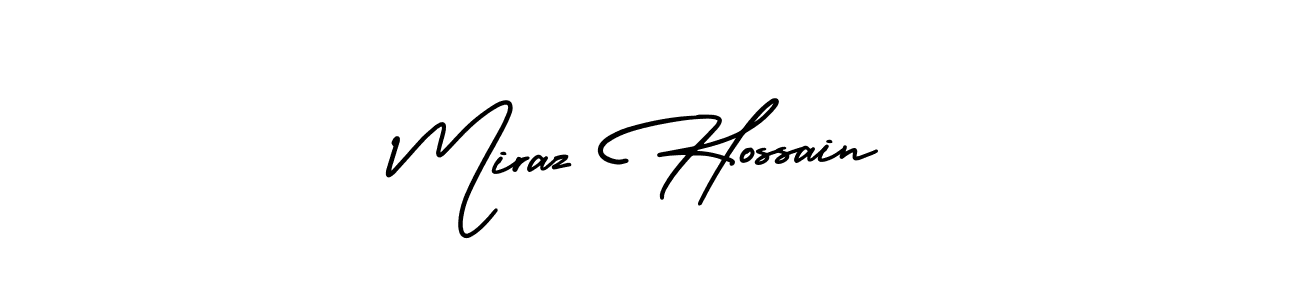 The best way (AmerikaSignatureDemo-Regular) to make a short signature is to pick only two or three words in your name. The name Miraz Hossain include a total of six letters. For converting this name. Miraz Hossain signature style 3 images and pictures png