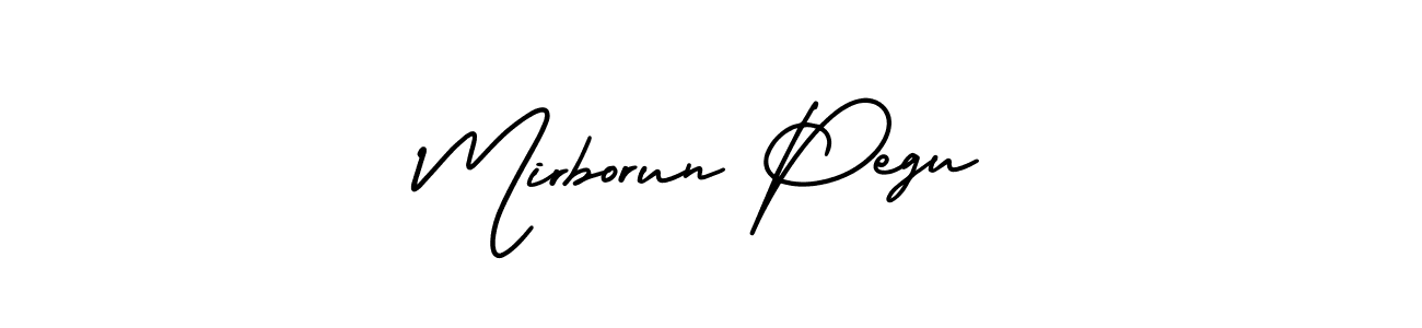 This is the best signature style for the Mirborun Pegu name. Also you like these signature font (AmerikaSignatureDemo-Regular). Mix name signature. Mirborun Pegu signature style 3 images and pictures png