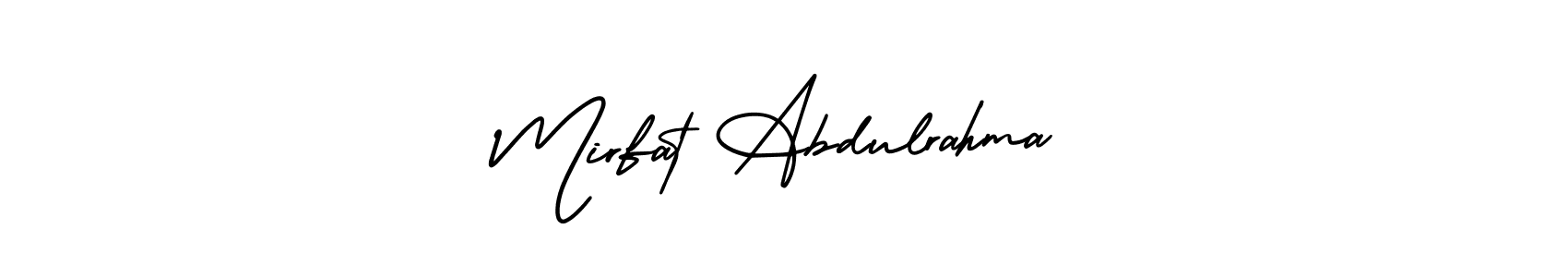 The best way (AmerikaSignatureDemo-Regular) to make a short signature is to pick only two or three words in your name. The name Mirfat Abdulrahma include a total of six letters. For converting this name. Mirfat Abdulrahma signature style 3 images and pictures png