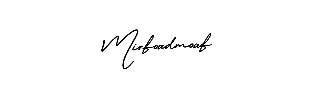 You should practise on your own different ways (AmerikaSignatureDemo-Regular) to write your name (Mirfoadmoaf) in signature. don't let someone else do it for you. Mirfoadmoaf signature style 3 images and pictures png
