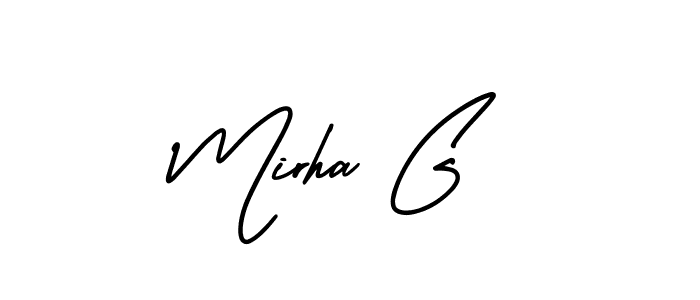 Also we have Mirha G name is the best signature style. Create professional handwritten signature collection using AmerikaSignatureDemo-Regular autograph style. Mirha G signature style 3 images and pictures png