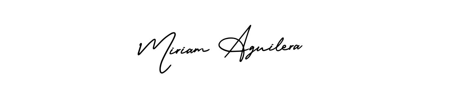 The best way (AmerikaSignatureDemo-Regular) to make a short signature is to pick only two or three words in your name. The name Miriam Aguilera include a total of six letters. For converting this name. Miriam Aguilera signature style 3 images and pictures png