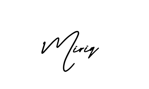 How to make Miriq name signature. Use AmerikaSignatureDemo-Regular style for creating short signs online. This is the latest handwritten sign. Miriq signature style 3 images and pictures png