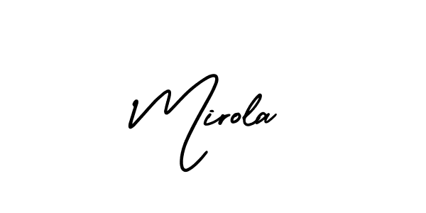 Mirola stylish signature style. Best Handwritten Sign (AmerikaSignatureDemo-Regular) for my name. Handwritten Signature Collection Ideas for my name Mirola. Mirola signature style 3 images and pictures png