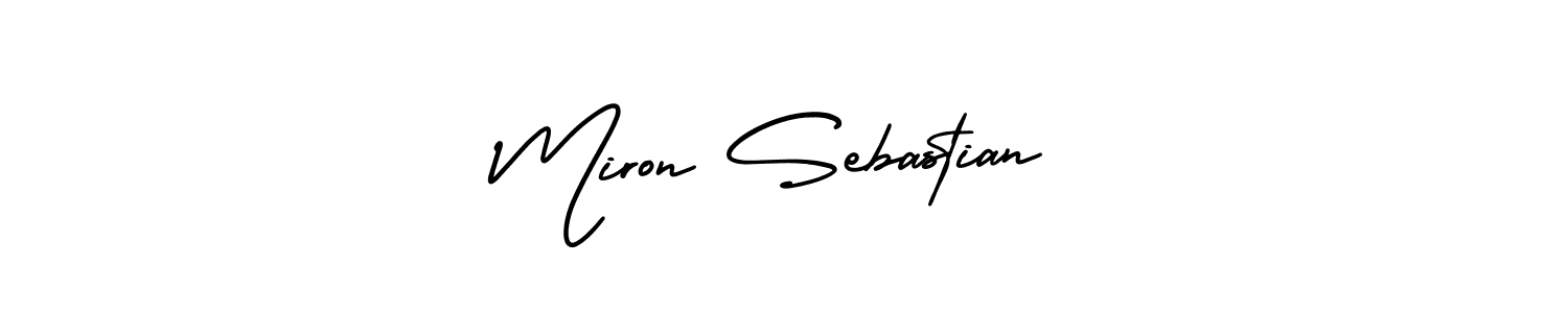 AmerikaSignatureDemo-Regular is a professional signature style that is perfect for those who want to add a touch of class to their signature. It is also a great choice for those who want to make their signature more unique. Get Miron Sebastian name to fancy signature for free. Miron Sebastian signature style 3 images and pictures png