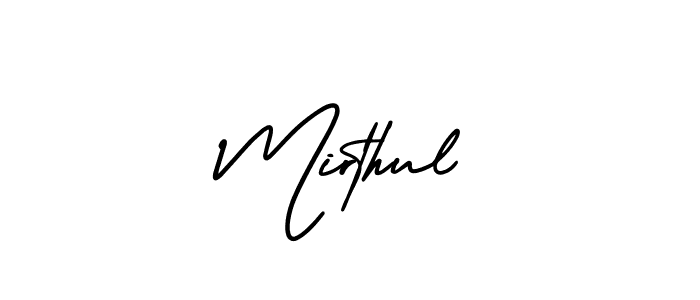 It looks lik you need a new signature style for name Mirthul. Design unique handwritten (AmerikaSignatureDemo-Regular) signature with our free signature maker in just a few clicks. Mirthul signature style 3 images and pictures png