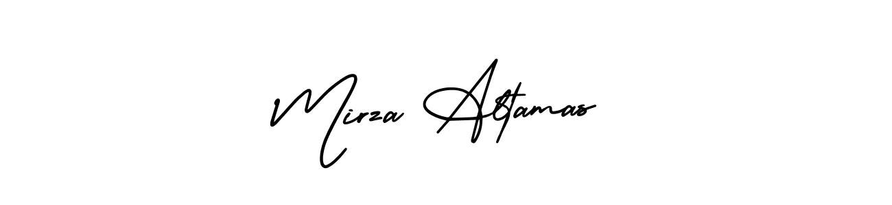 You should practise on your own different ways (AmerikaSignatureDemo-Regular) to write your name (Mirza Altamas) in signature. don't let someone else do it for you. Mirza Altamas signature style 3 images and pictures png