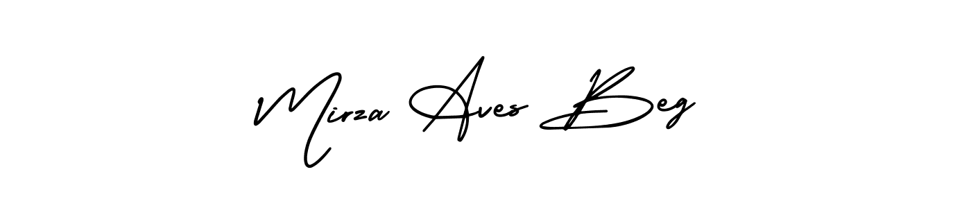 How to make Mirza Aves Beg name signature. Use AmerikaSignatureDemo-Regular style for creating short signs online. This is the latest handwritten sign. Mirza Aves Beg signature style 3 images and pictures png