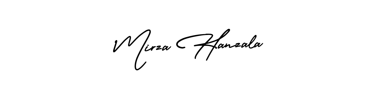 You should practise on your own different ways (AmerikaSignatureDemo-Regular) to write your name (Mirza Hanzala) in signature. don't let someone else do it for you. Mirza Hanzala signature style 3 images and pictures png