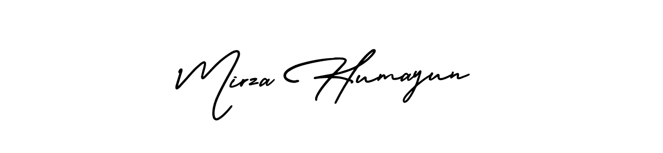 The best way (AmerikaSignatureDemo-Regular) to make a short signature is to pick only two or three words in your name. The name Mirza Humayun include a total of six letters. For converting this name. Mirza Humayun signature style 3 images and pictures png