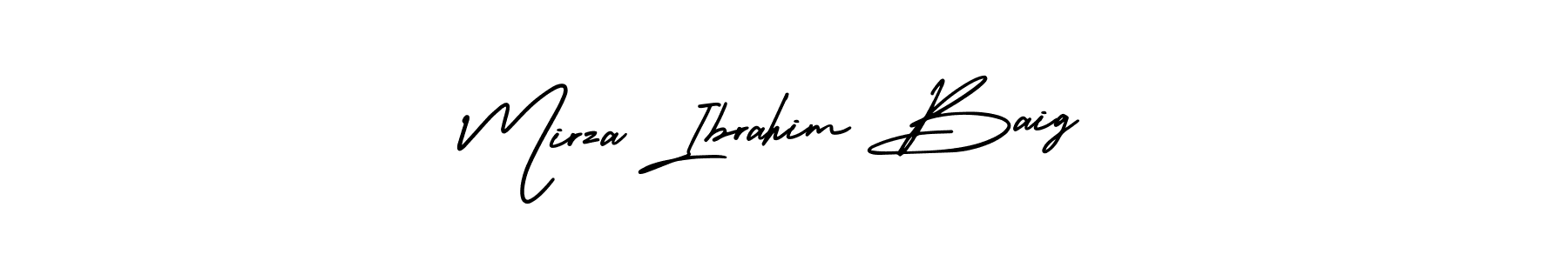 The best way (AmerikaSignatureDemo-Regular) to make a short signature is to pick only two or three words in your name. The name Mirza Ibrahim Baig include a total of six letters. For converting this name. Mirza Ibrahim Baig signature style 3 images and pictures png