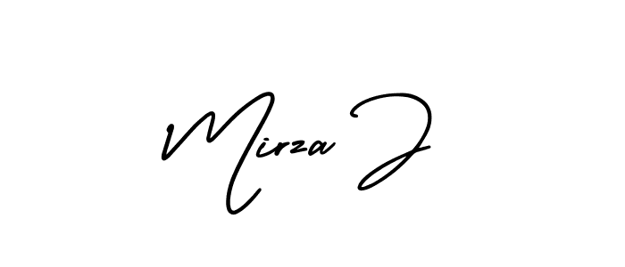 Mirza J stylish signature style. Best Handwritten Sign (AmerikaSignatureDemo-Regular) for my name. Handwritten Signature Collection Ideas for my name Mirza J. Mirza J signature style 3 images and pictures png